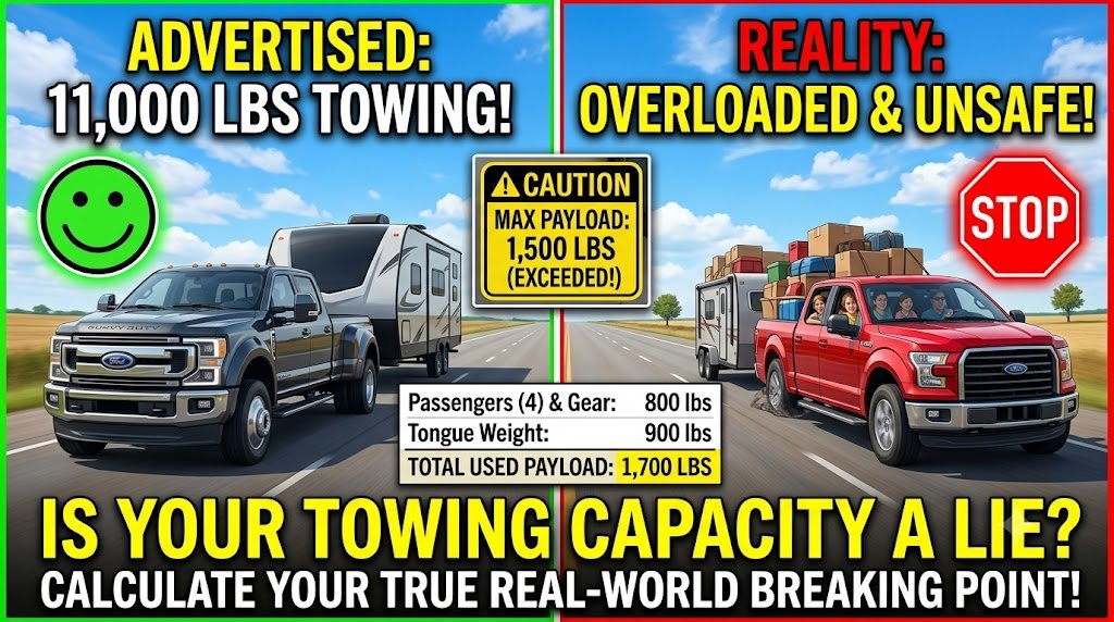 Truck towing capacity vs payload capacity diagram