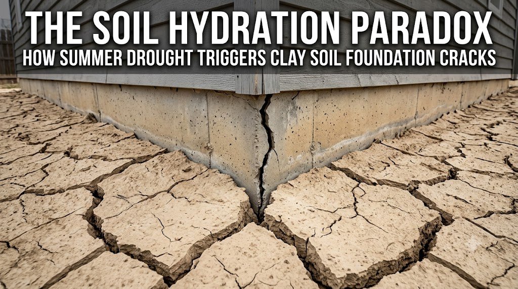 clay soil foundation cracks forming horizontal structural fractures in concrete foundation wall